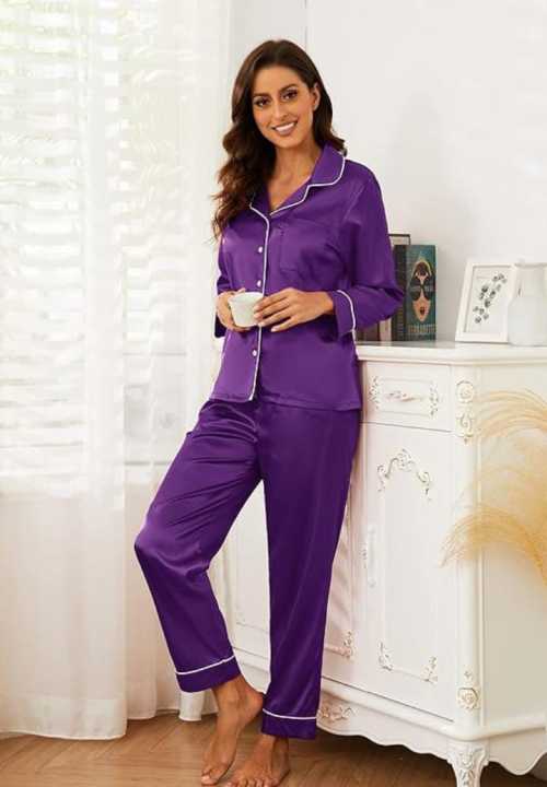 Silk Satin Couples Pajamas Set For Women Men Long Sleeve Sleepwear Pajamas Suit Home Clothing His-and-hers Clothes Pajamas