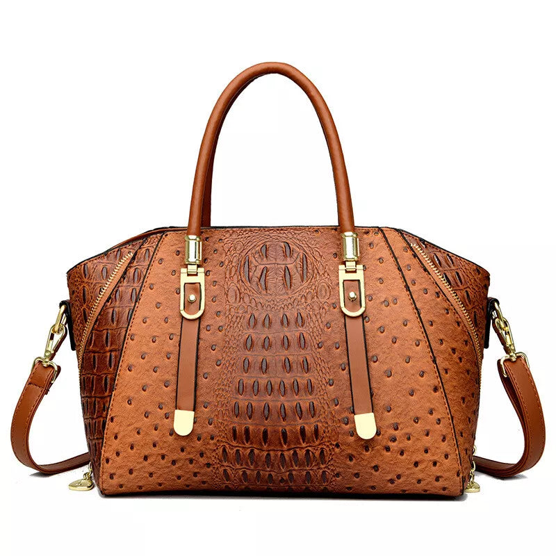 Women's Handbags and Purses, PU Leather Shoulder Bag, Crocodile Pattern, Top-Handle, Fashion Ladies Tote Bag
