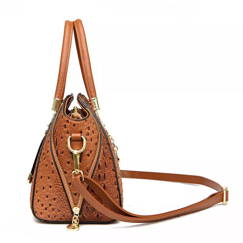 Women's Handbags and Purses, PU Leather Shoulder Bag, Crocodile Pattern, Top-Handle, Fashion Ladies Tote Bag
