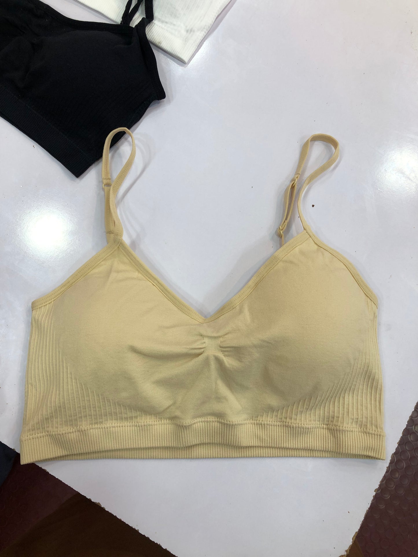 Girls Bra Fitness Top Seamless Stripe Yoga Bra Running Sports Gym Crop Top Student Female Push Up Bra Top for Small Size Cup