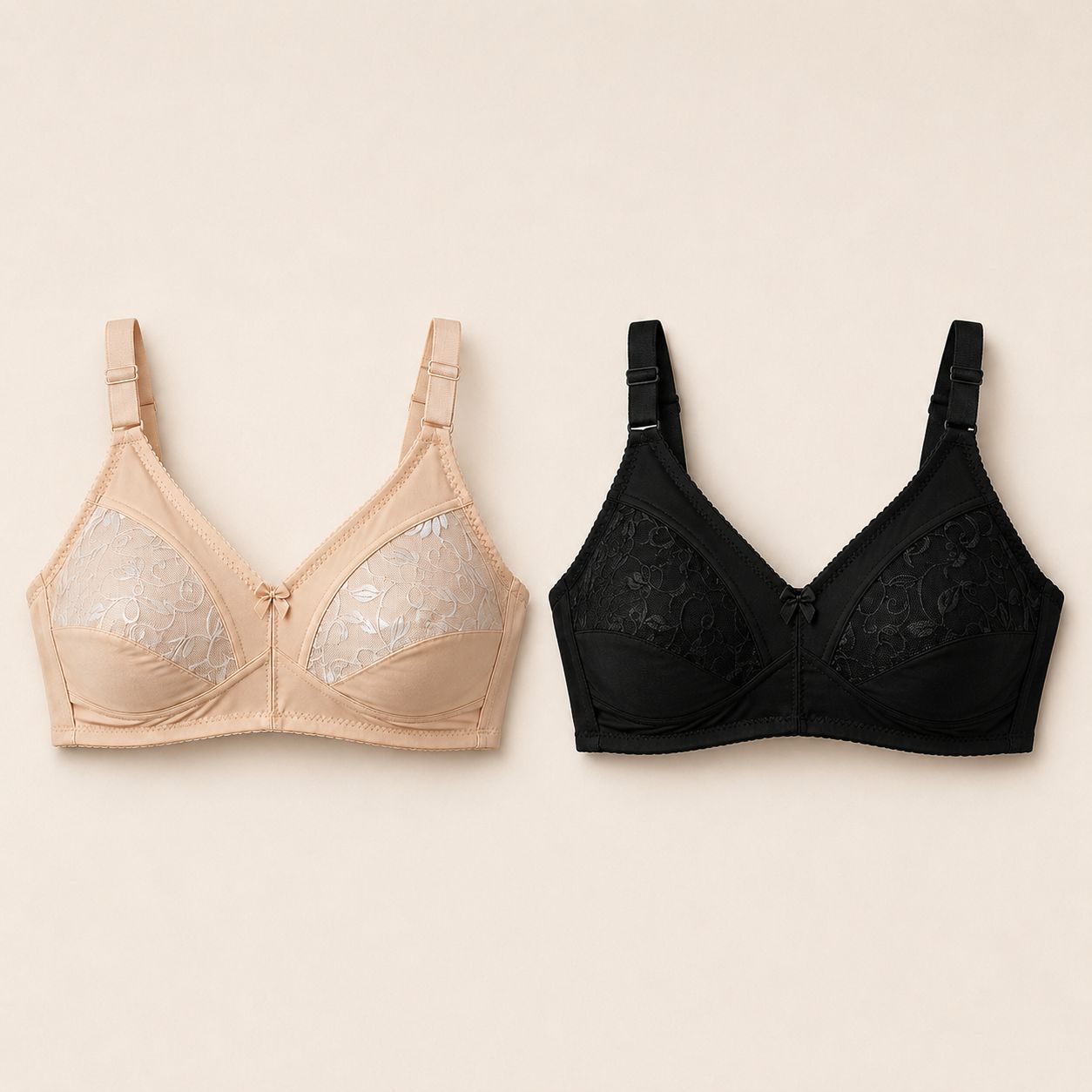 Elegant Lace Comfort Bra Pack of 2 and Pack of 4