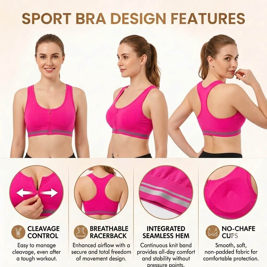 Front Zip Sports Bra