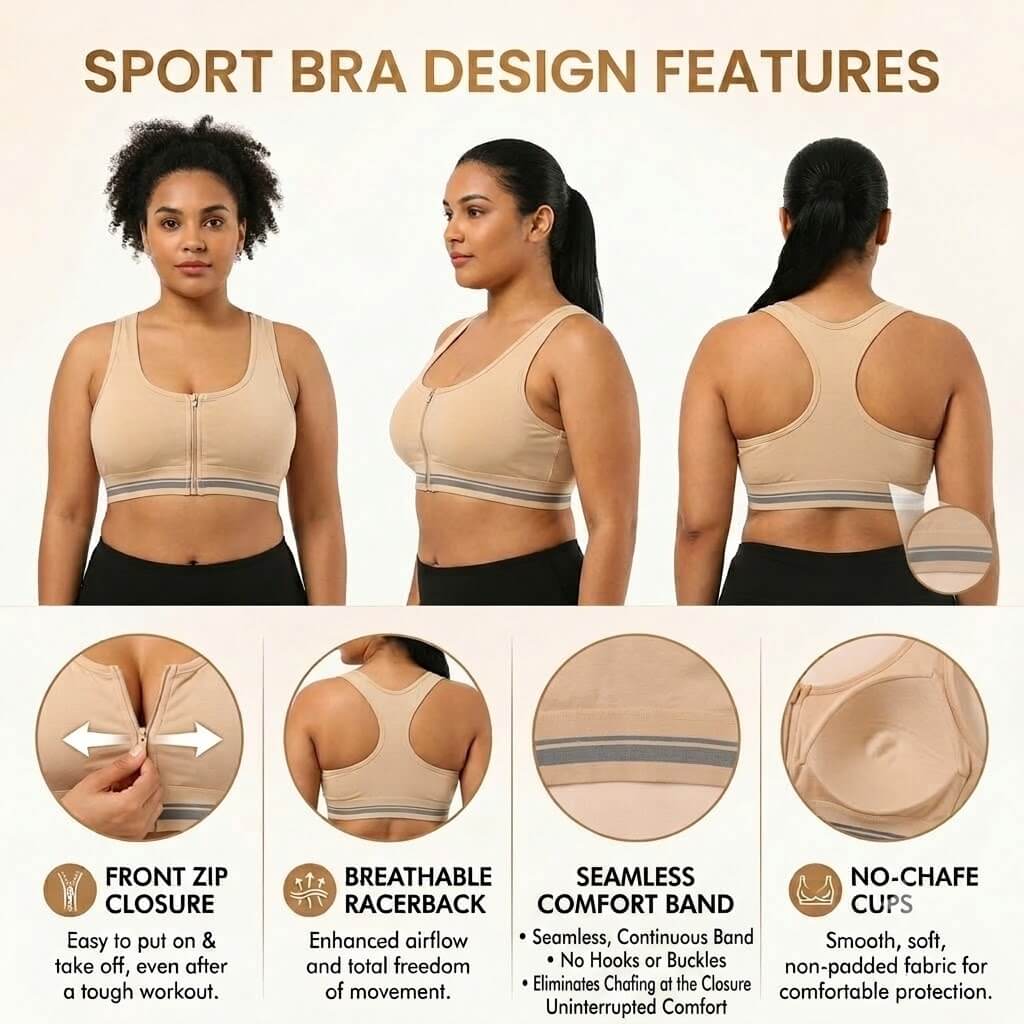 Front Zip Sports Bra