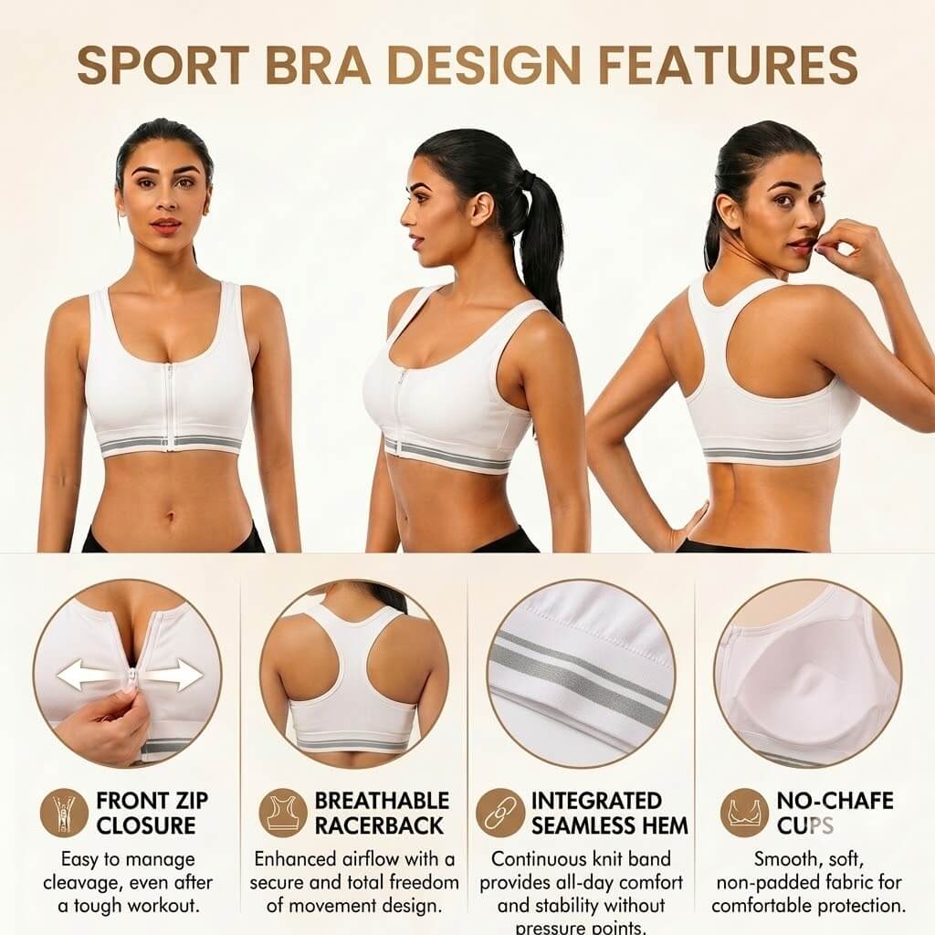 Front Zip Sports Bra