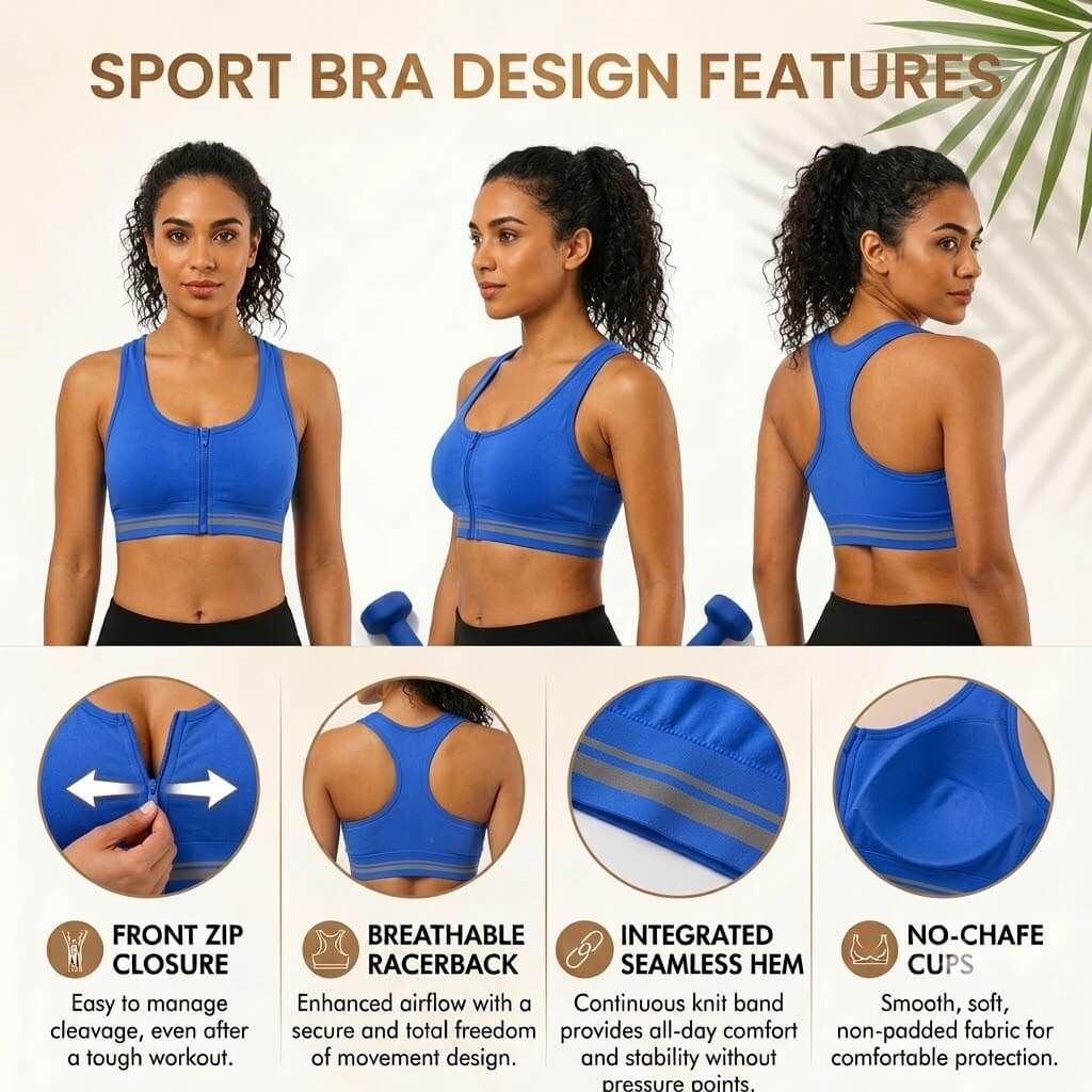 Front Zip Sports Bra
