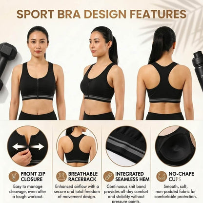 Front Zip Sports Bra