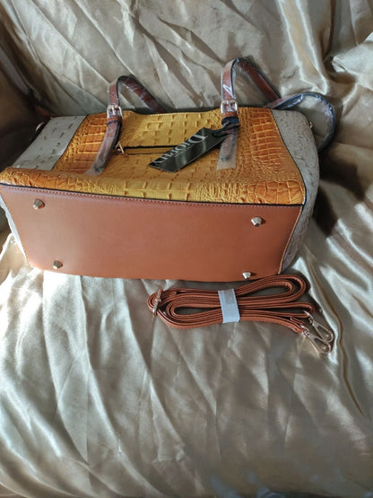 2025 Women's High-End Crossbody Tote Bag Light Luxury Western Crocodile Design Handheld Shoulder Two Straps Vintage High