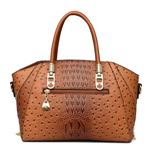 Women's Handbags and Purses, PU Leather Shoulder Bag, Crocodile Pattern, Top-Handle, Fashion Ladies Tote Bag